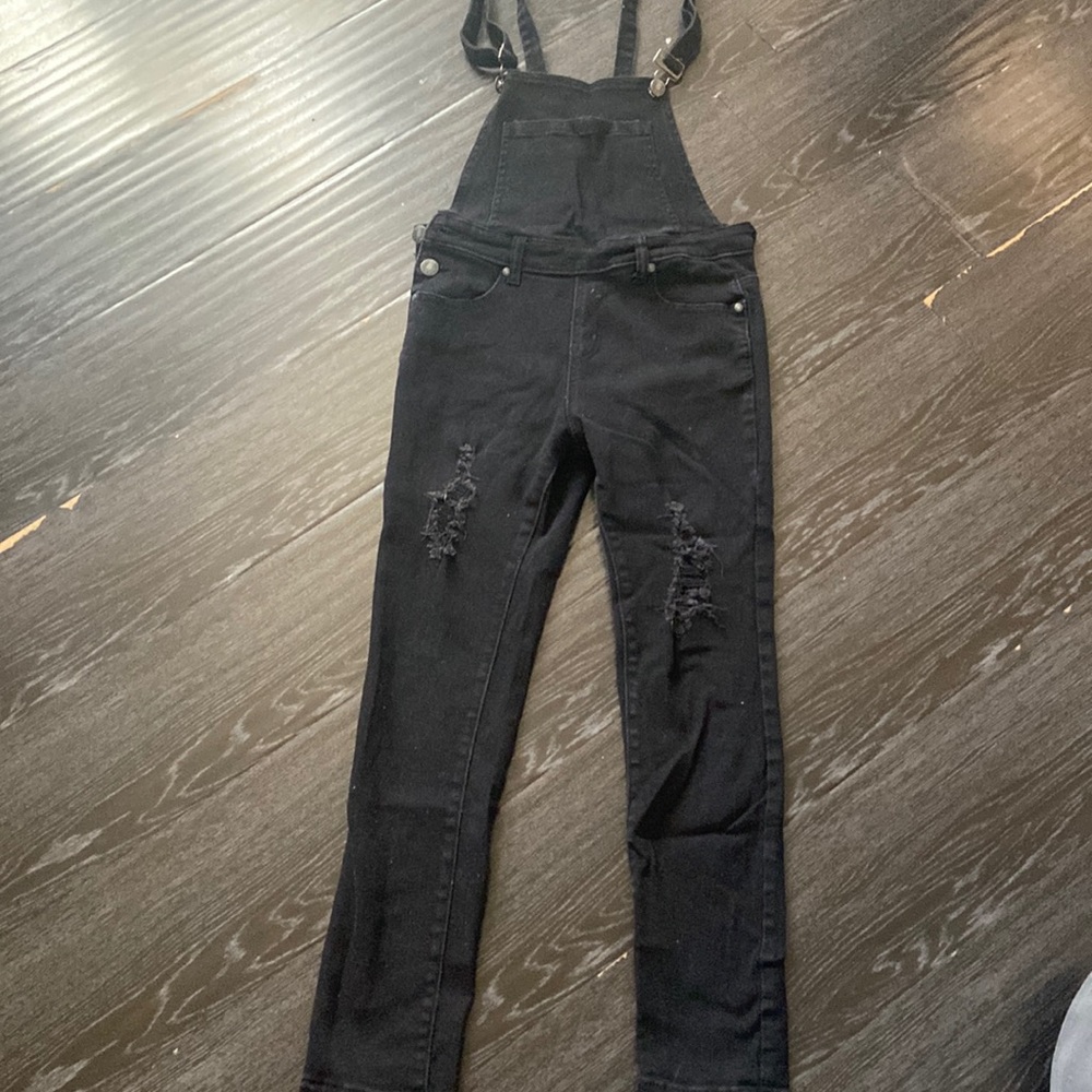 Liquor N poker black skinny overalls